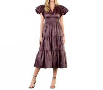 THML Clothing Merry Faux Leather Dress In Merlot