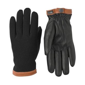 Hestra Wolhandschoenen van hertenleer met warme voering - Heren - Handschoenen - Zwart - 11 IN - Wol - Accessoires
