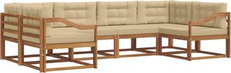 vidaXL Conjunto De Sof&aacute;s De Exterior 6 Uds. Natural Y Beige Vidaxl
