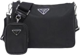 Prada Pre-owned Tessuto Saffiano schoudertas - Dames - Vintage Schoudertas - Zwart - ONE Size - Vintage