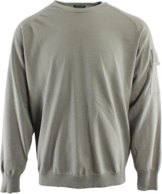 C.P. Company Logo-patch katoenmix trui - Heren - Ronde hals truien - Grijs - 2XL - Katoen - Truien & Vesten
