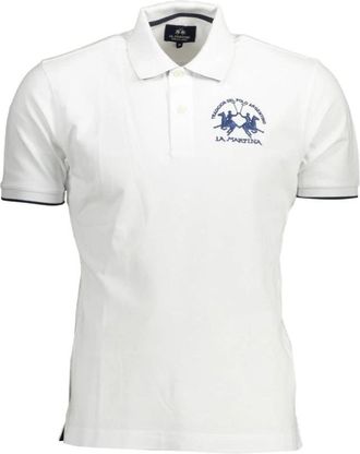 La Martina Wit Katoenen Poloshirt Casual Stijl - Heren - Polos - Wit - 2XL - Katoen - Tops