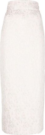 Philosophy di Lorenzo Serafini Printed Satin Midi Skirt - Dames - Kokerrokken - Roze - M - Rokken