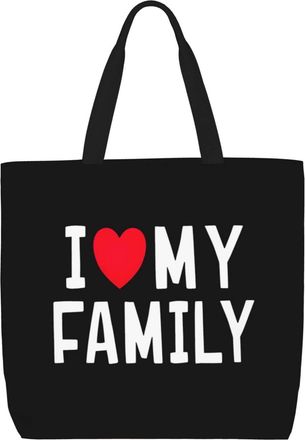 Generic Women Handbag I Love My Family Tote Bag Retro Large Capacity Shopping Bags, For Graduation, Swim, Birthday, School, Holiday