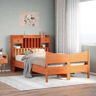 vidaXL Vidaxl - Estructura De Cama Sin Colch&oacute;n Madera Maciza Marr&oacute;n 135x190 Cm