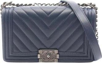 Chanel Pre-owned Vintage Shoulder Bag - Dames - Vintage Schoudertas - Blauw - ONE Size - Leer - Vintage