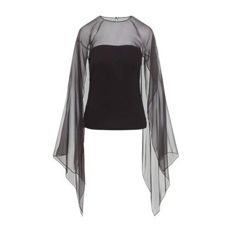 Alberta Ferretti Alberta Ferretti, Blouses, female, Black, Size: M Round Neck Viscose Top