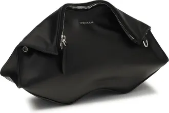 Alexander McQueen Womens Manta Clutch Black-Silver Calf Leather Bos Taurus Clutches Black/silver