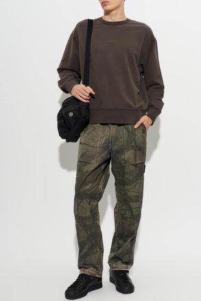 Stone Island Straight-leg Trousers With Logo Patch, Mens, Green