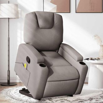 vidaXL Vidaxl - Sill&oacute;n Reclinable De Masaje Elevable Tela Gris Taup&eacute;