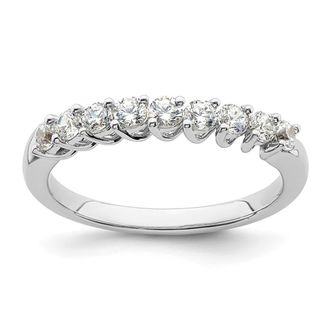 Diamond2Deal 14k White Gold Lab Grown Diamond 9-Stone Band Ring 1/2Ct Clarity- VS Color- G-H