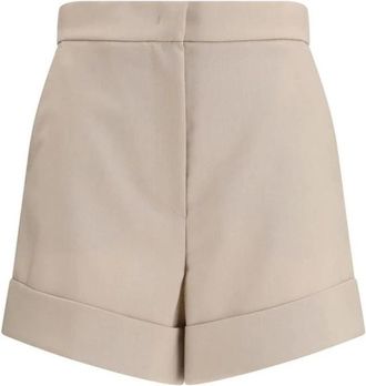 Max Mara Fleece Wol Mini Shorts - Dames - Bermuda - Beige - XS - Wol - Korte Broeken