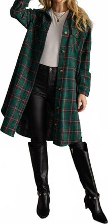 Panache Plaid Long Shacket In Green/red/blue