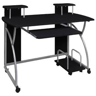 vidaXL Vidaxl - Escritorio Ordenador Madera Contrachapada Negro 110x52x88,5 Cm