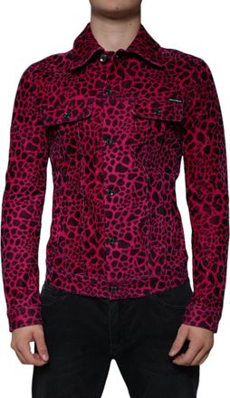 Dolce & Gabbana Mens Fuchsia Leopard Button Down Collared Jacket Cotton Elastane Clothing