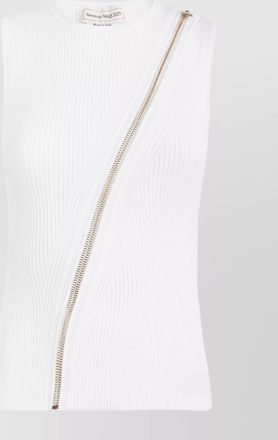 Alexander McQueen zipper crew neck ribbed sleeveless top