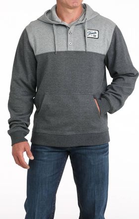 Cinch Color Block Hoodie In Charcoal