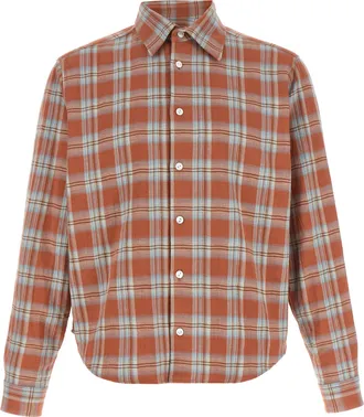 Second/Layer Orange Cotton Mens Blouse