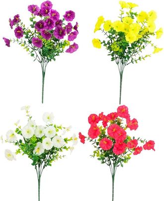 Nearly Natural 14In Uv-Resistant Artificial Morning Glory Bush (Indoor/Outdoor) - Set Of 12