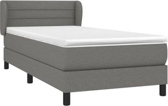 vidaXL Cama Box Spring Con Colch&oacute;n Tela Gris Oscuro 100x200 Cm Vidaxl