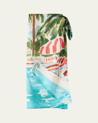 Loro Piana Corina Tropical Setting Silk Wrap Skirt