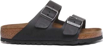 Birkenstock Sliders, male, Black, 4 UK, Oil Leather Sandal in Black