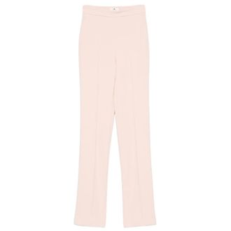 Elisabetta Franchi Straight Trousers, female, Beige, Size: S Lightweight crepe trousers