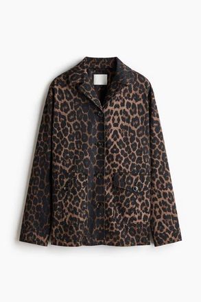 H&M Twill Jacket in Brown/leopard Print at Nordstrom, Size Xx-Small