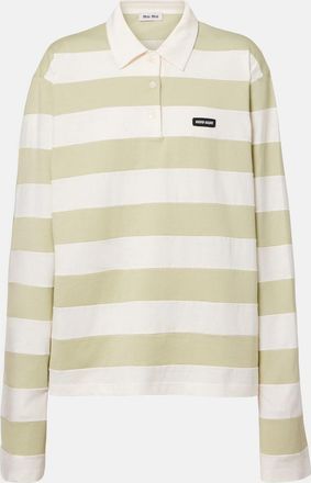 Miu Miu Striped cotton jersey polo shirt