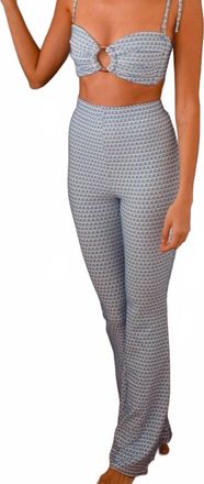 Montce Swim High-Waisted Flair Pant In Wave Repeat