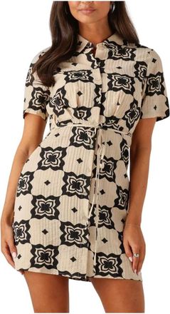 Object Object, Kleedjes, Dames, Beige, XL, Denim, Chique Zwarte Mini Jurk