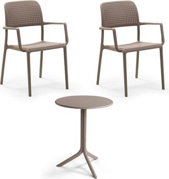 Nardi Bora Armlehnstuhl (2x) + Step Tisch, tortora
