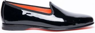 Santoni Glossy Black Patent Leather Loafers