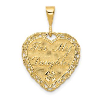 Diamond2Deal 14k Yellow Gold Reversible FOR MY DAUGHTER Heart Charm