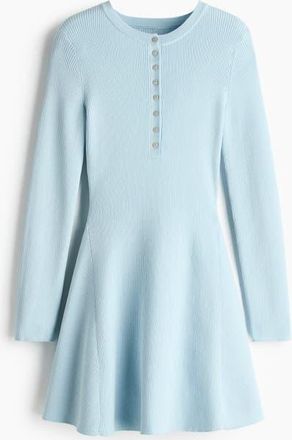 H&M Rib-knit Flared-skirt Dress in Light Blue at Nordstrom, Size Xx-Large