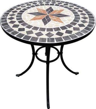 Domus Tavolo Mosaico Capri Domus Cm 60 H.cm 70 Base Acciaio Vern