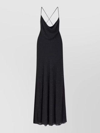 Pinko farro dress rhinestones draped neckline midi