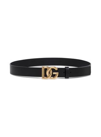 Dolce & Gabbana ManS Black Leather Belt With Dg Buckle