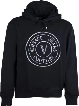 Versace Jeans Couture Zwarte V Emblem Hoodie - Heren - Hoodies - Zwart - L - Katoen - Hoodies & sweatvesten