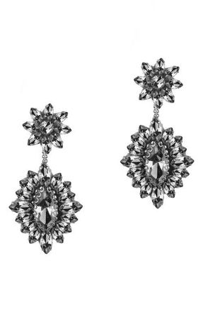 Deepa Gurnani Alianah Crystal Drop Earrings in Gunmetal at Nordstrom