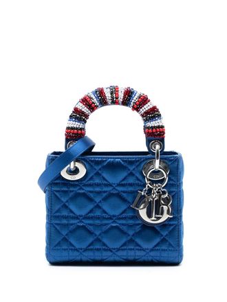 Dior 2014 Mini Satin Cannage Beaded Handle Lady Dior satchel - women - Satin - One Size - Blue