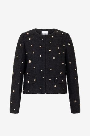 Weill Boucl&eacute;-Tweed-Jacke mit Nieten und Sternen City Mikado