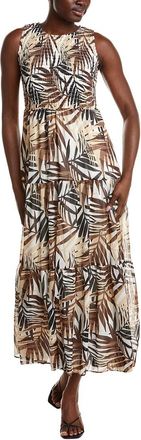 Anne Klein Smocked Printed Midi Dress