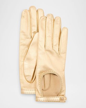 Valentino Garavani VLogo Signature Laminated Nappa Leather Gloves