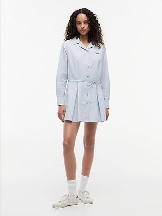 Tommy Hilfiger Vestido camisero corto con dise&ntilde;o plisado de rayas