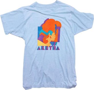 Wornfree Aretha Franklin T-Shirt - Milton Glaser Poster Mens Tee - Officially Licensed Sky XXL