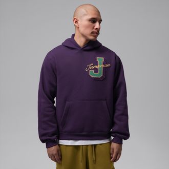 Nike Jordan Mens Jordan Brooklyn Statement Pullover Hoodie in Purple | IZ4030-585