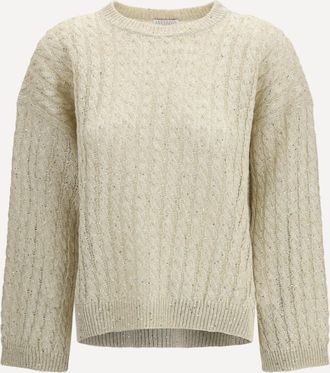 Brunello Cucinelli Maglione Dazzling Cable in lino a costa traforata Woman L