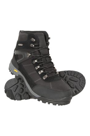 Mountain Warehouse Storm Mens Waterproof Boots with Heel & Toe Bumpers IsoGrip Walking Shoes Black
