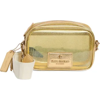 Kurt Geiger Chiswick Vinyl Camera Crossbody Bag in Gold at Nordstrom Rack